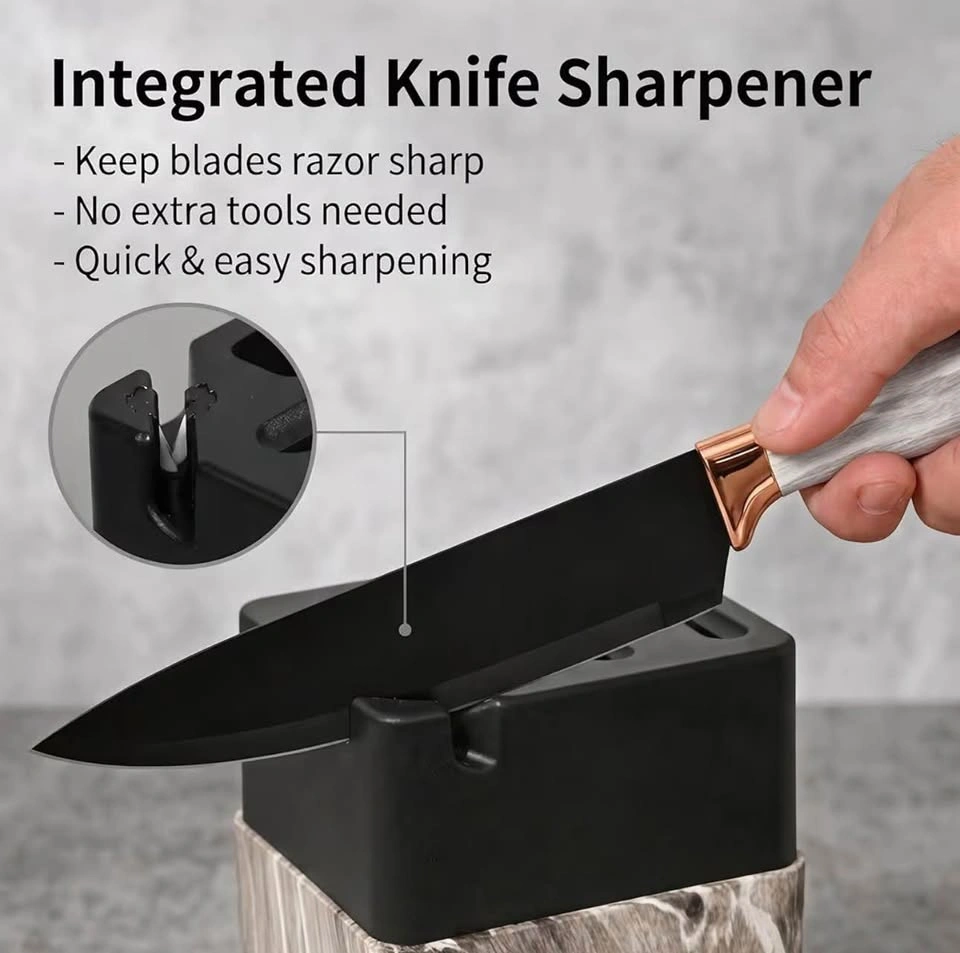 Knife Set, 7-Piece Kitchen Knife Set with Block & Built-in Sharp - photo 4
