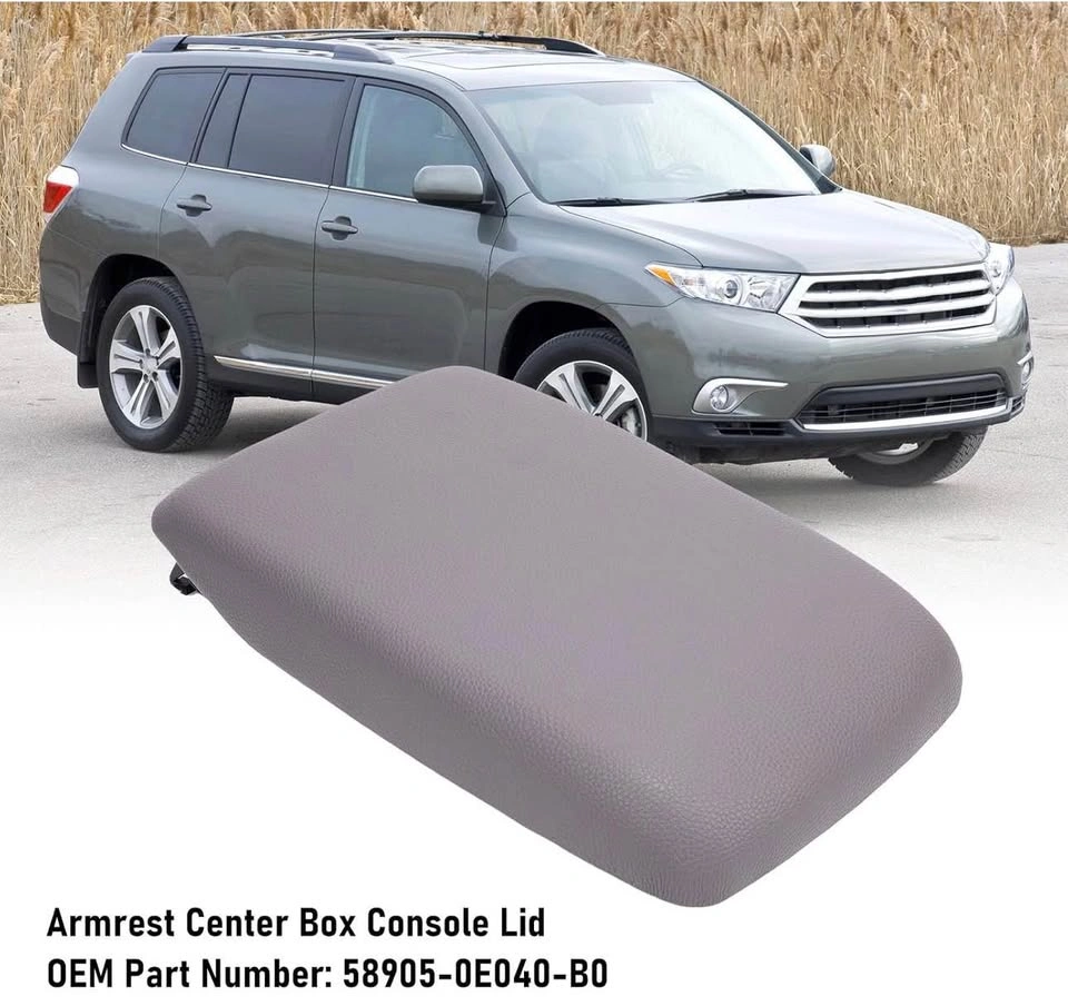 Car Center Console Lid Cover for Toyota Highlander Gray - photo 3
