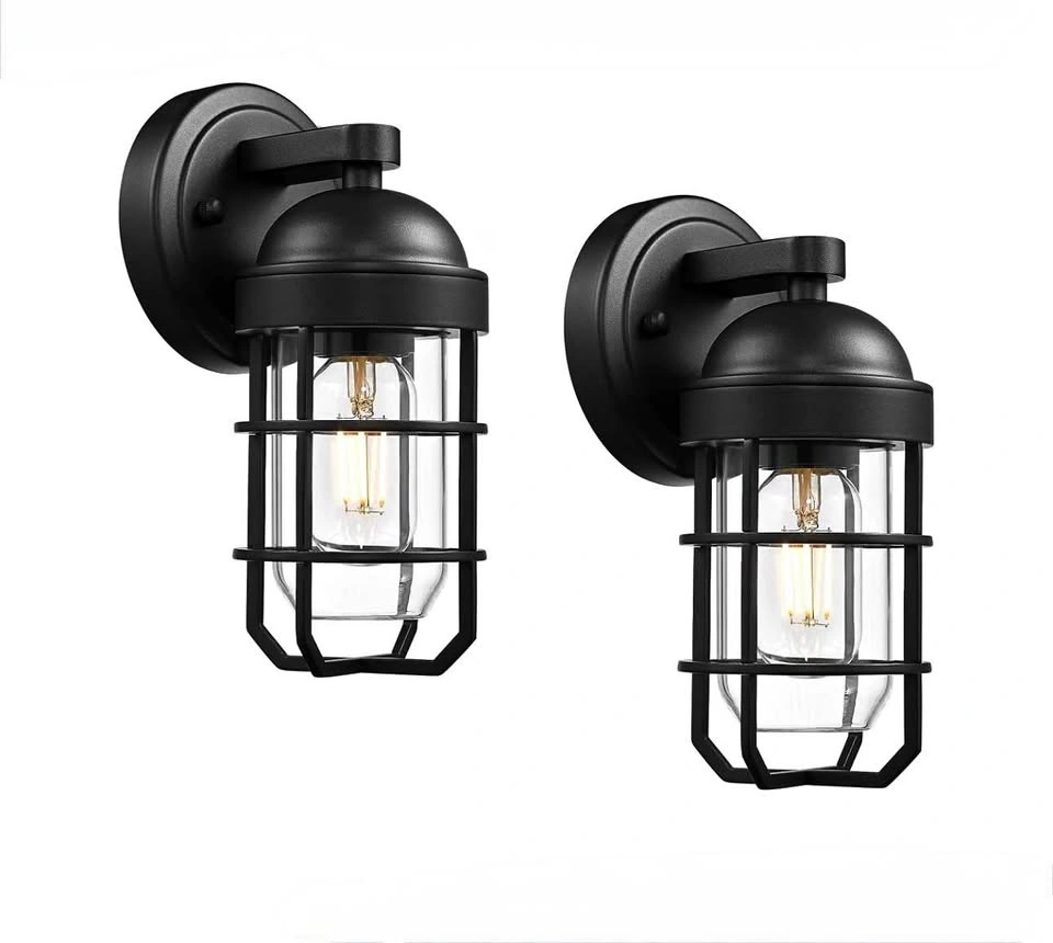 Elegant Outdoor Wall Lights, 2 Pack with clear tempered glass