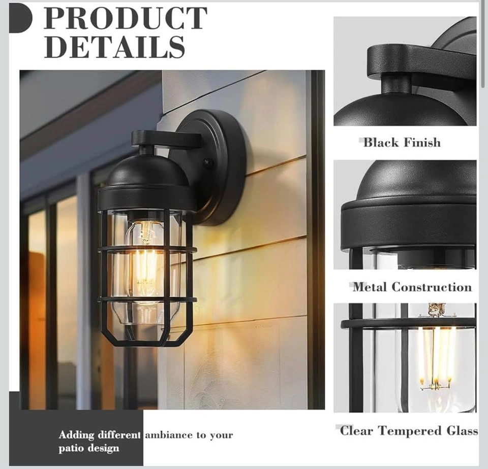 Elegant Outdoor Wall Lights, 2 Pack with clear tempered glass - photo 2