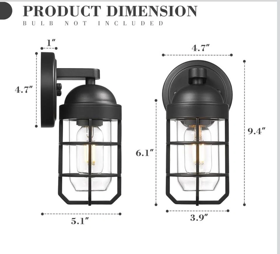 Elegant Outdoor Wall Lights, 2 Pack with clear tempered glass - photo 4