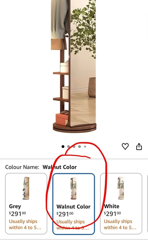 Floor Standing Mirror with Clothing Rack Solid Wood Rotating - photo 4