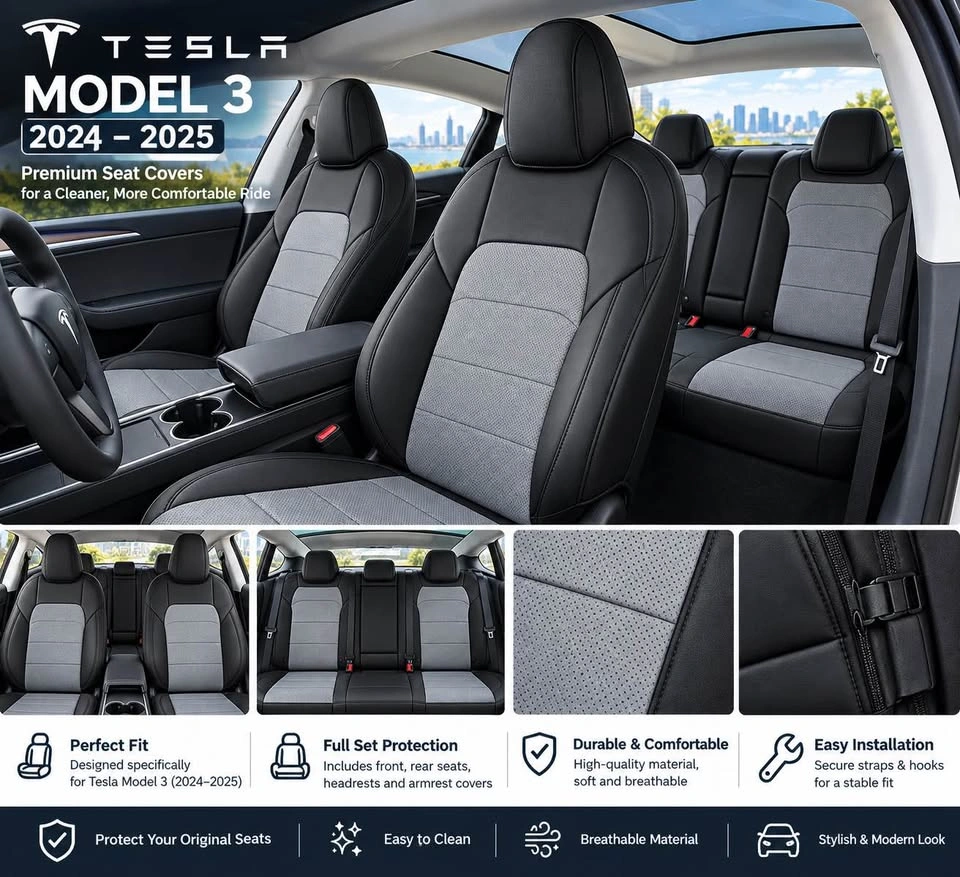 Tesla Model 3 Custom Full Car Seat Covers Nappa Leather BNIB