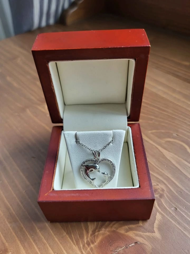 Silver Dolphin Heart Necklace
