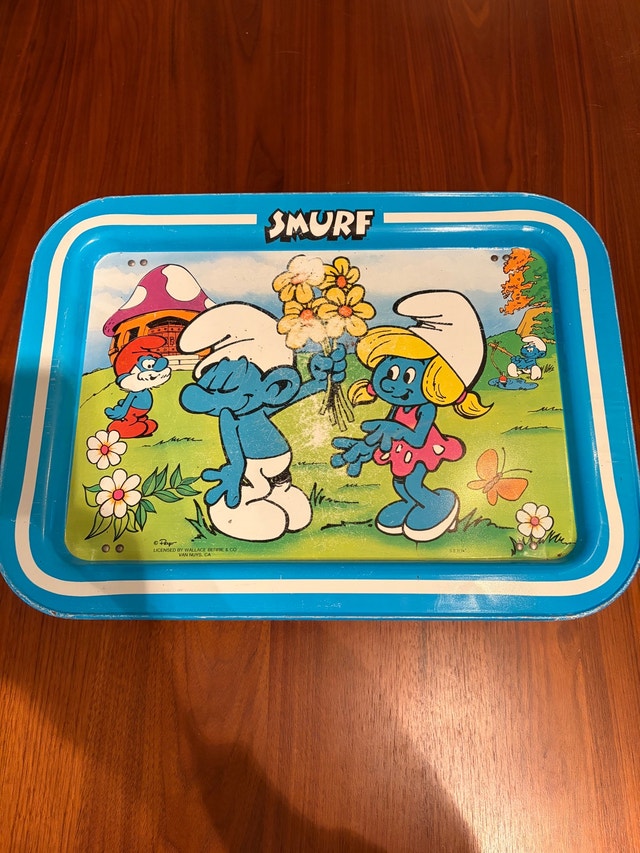 Vintage Smurf TV tray