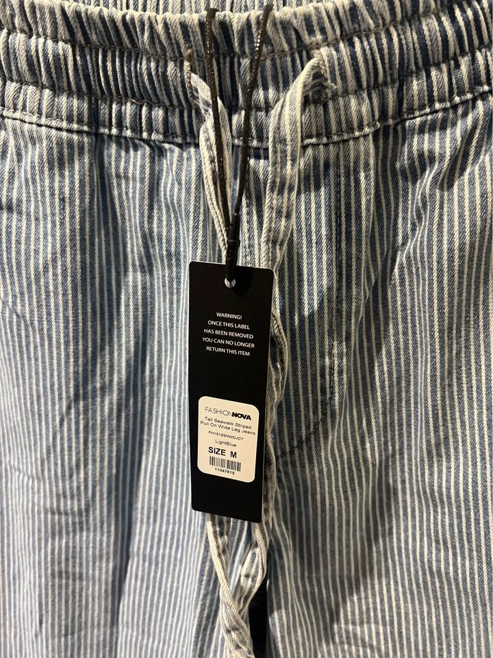 Seawalk Striped Pull On Wide Leg Jeans, Size M Tall - photo 2