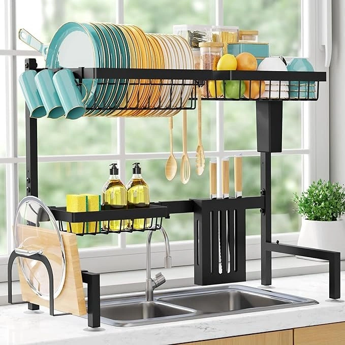 Dish Drying Rack Over The Sink 28×76-86×54cm Stainless Steel