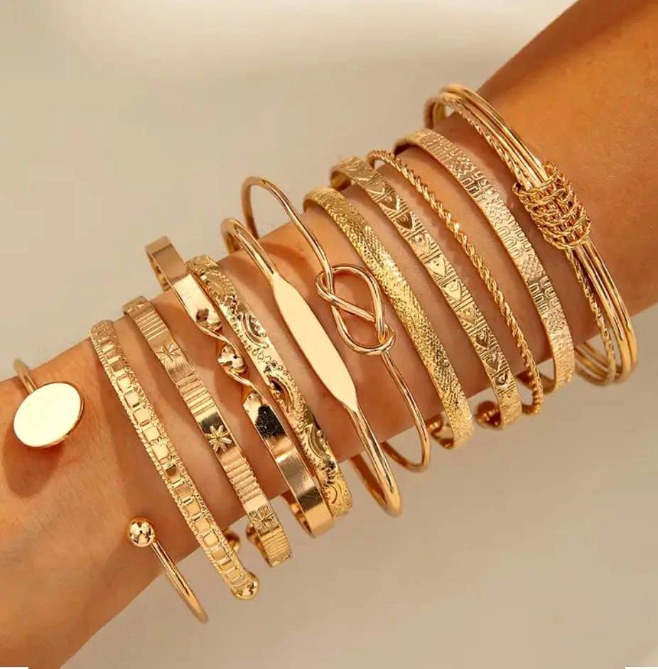 12-Piece Gold-Toned Bangle and Bracelet Set