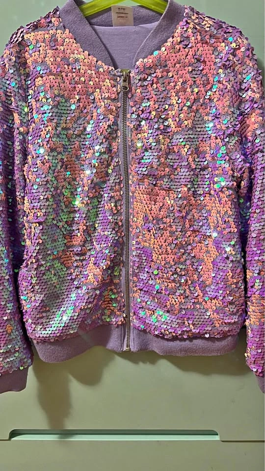 Iridescent Sequin Bomber Jacket