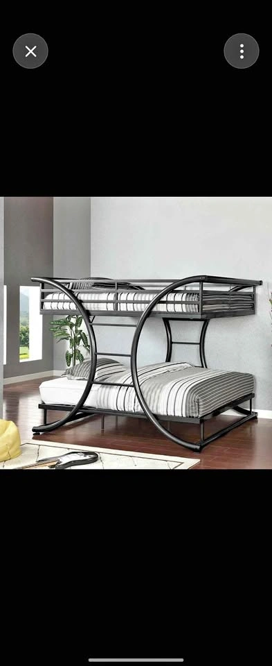 Modern Metal Full over Full Bunk Bed