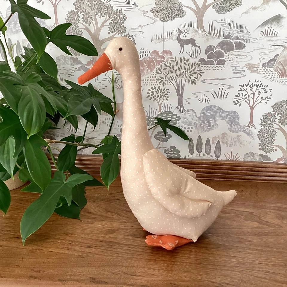 Handmade Desk Goose (Fabric Porch Goose) Polka Dot
