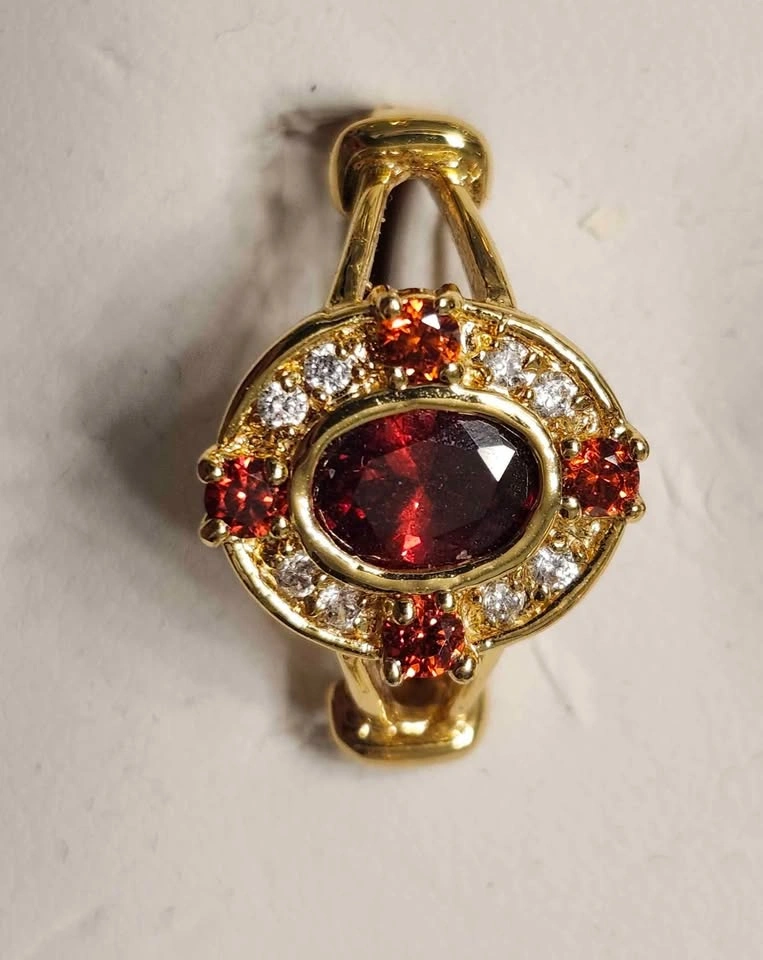 Antique Style Ring Faux Garnet Gems 10k Gold plated Sz10