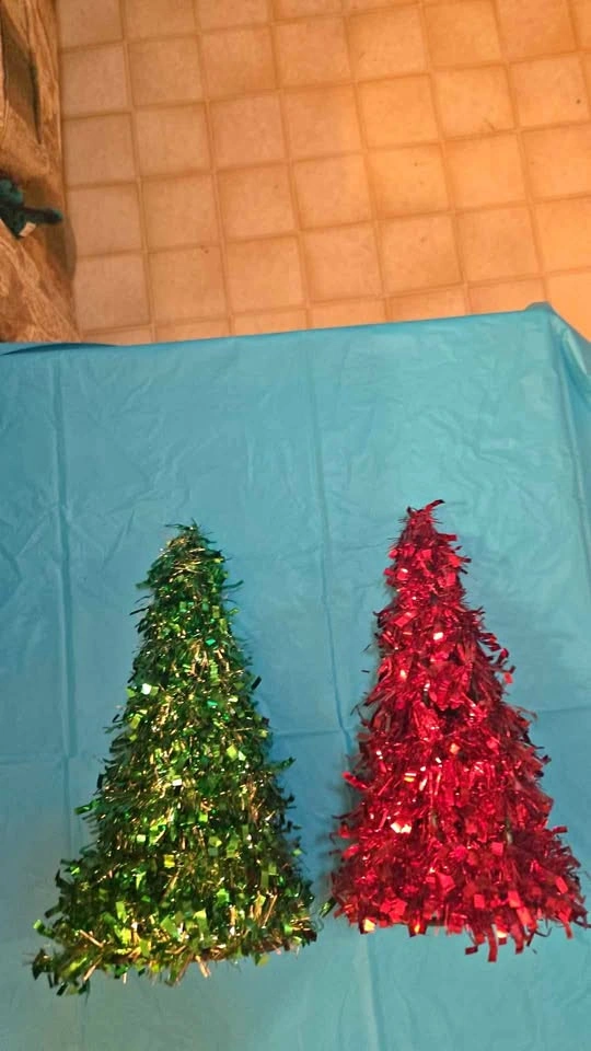 2 Tinsel Christmas Trees