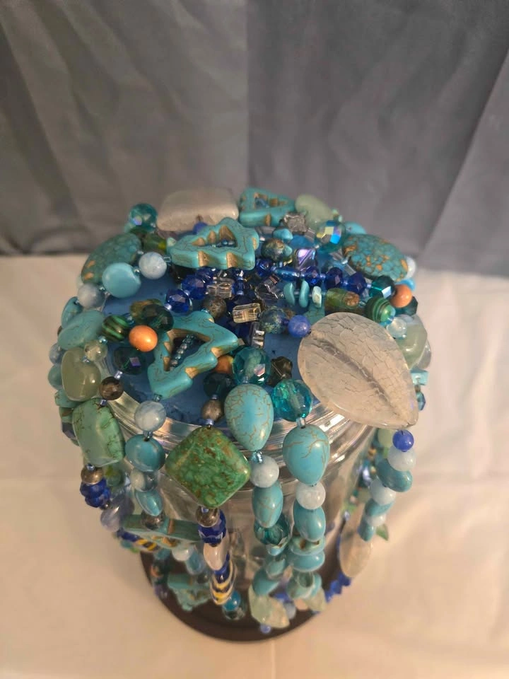 Boho Lamp/ Crystal Beaded Decor/ Light - photo 2