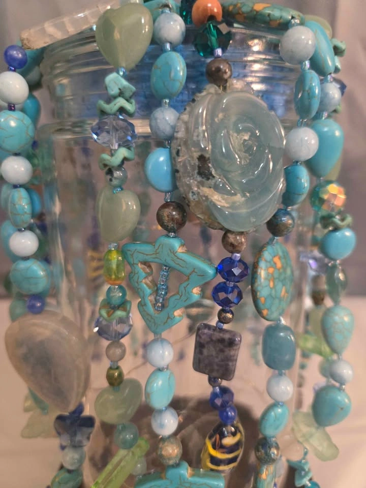 Boho Lamp/ Crystal Beaded Decor/ Light - photo 3