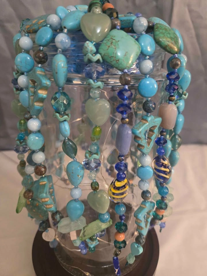 Boho Lamp/ Crystal Beaded Decor/ Light - photo 4