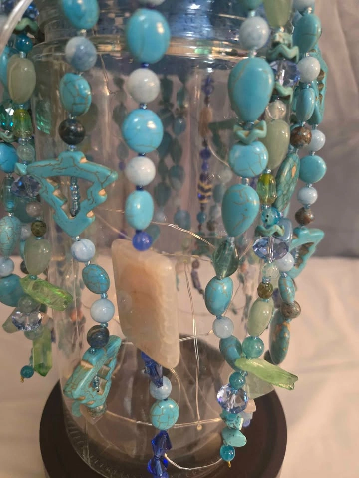 Boho Lamp/ Crystal Beaded Decor/ Light - photo 5
