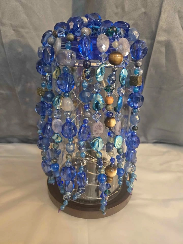 Boho Lamp/ Crystal Beaded Decor/ Light