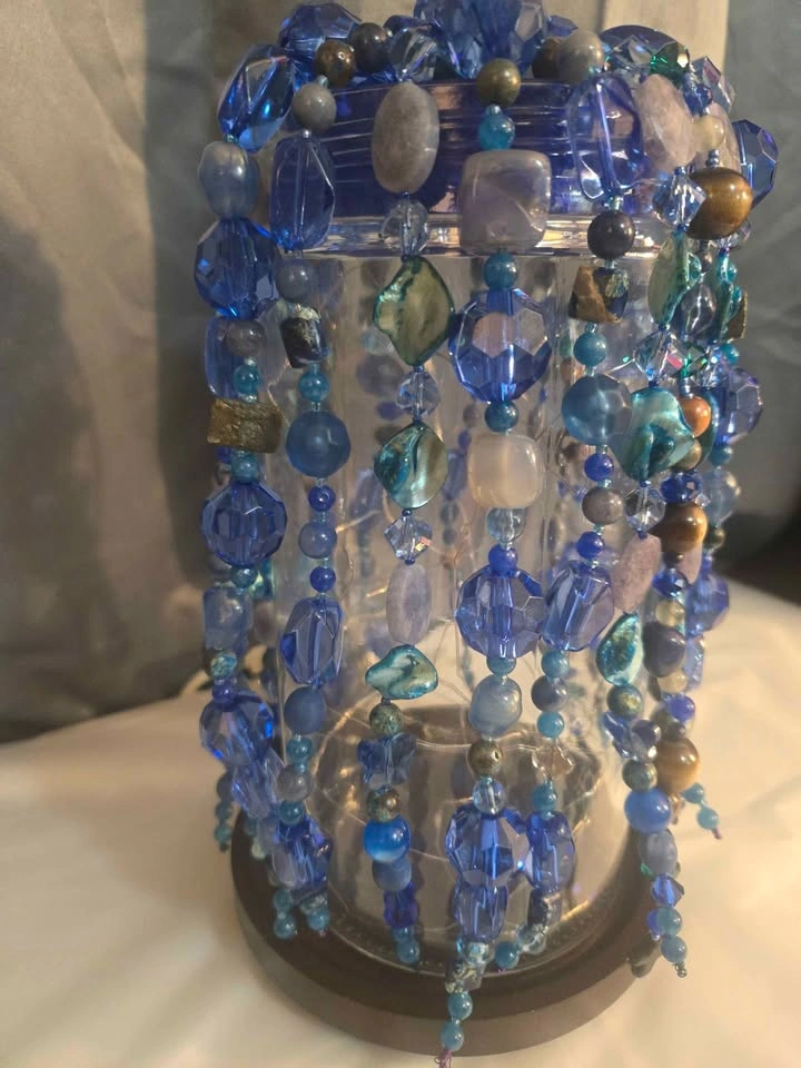 Boho Lamp/ Crystal Beaded Decor/ Light - photo 2