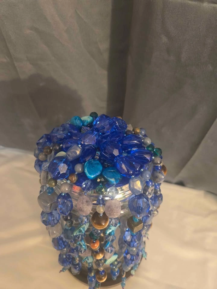 Boho Lamp/ Crystal Beaded Decor/ Light - photo 3