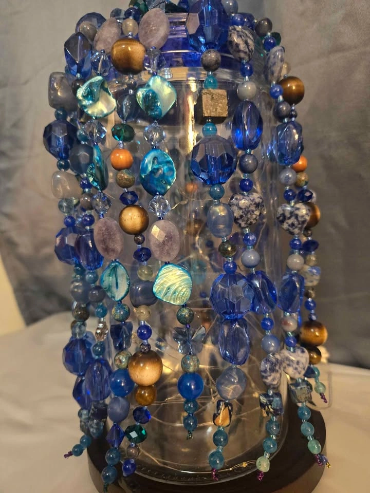 Boho Lamp/ Crystal Beaded Decor/ Light - photo 4