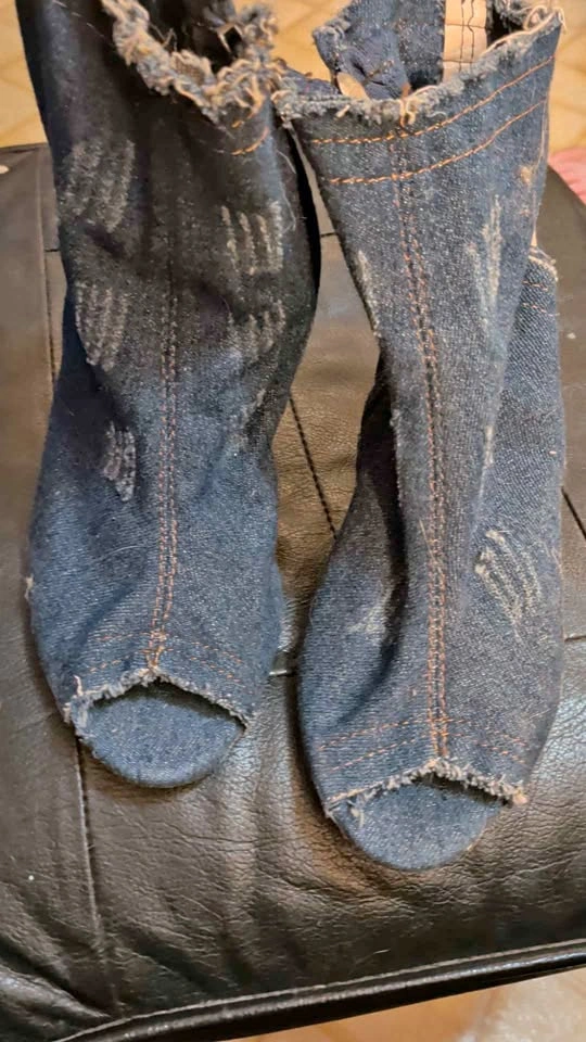 Denim Peep-Toe Stiletto heels size 7.5