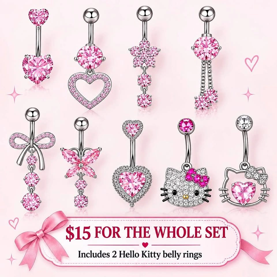 Pink Belly Ring Set – $15 for the whole set 💗