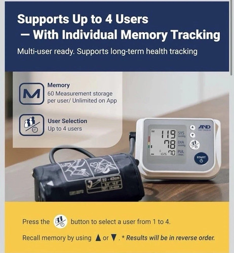 A&D Medical UA-767FAM Blood Pressure Monitor, 4 Users - photo 2