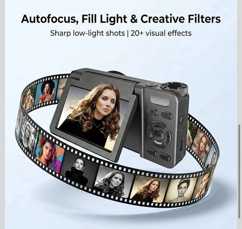 4K Digital Camera 64MP Autofocus 3.0'' 180° Flip Screen Portable - photo 5