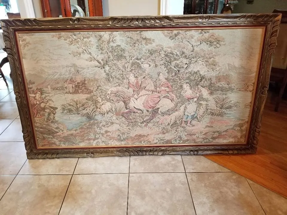 Large tapestry scene with frame thumbnail