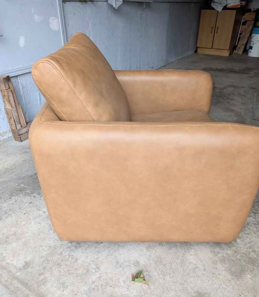 Leather Swivel Arm Chair -Cognac Brown - photo 3