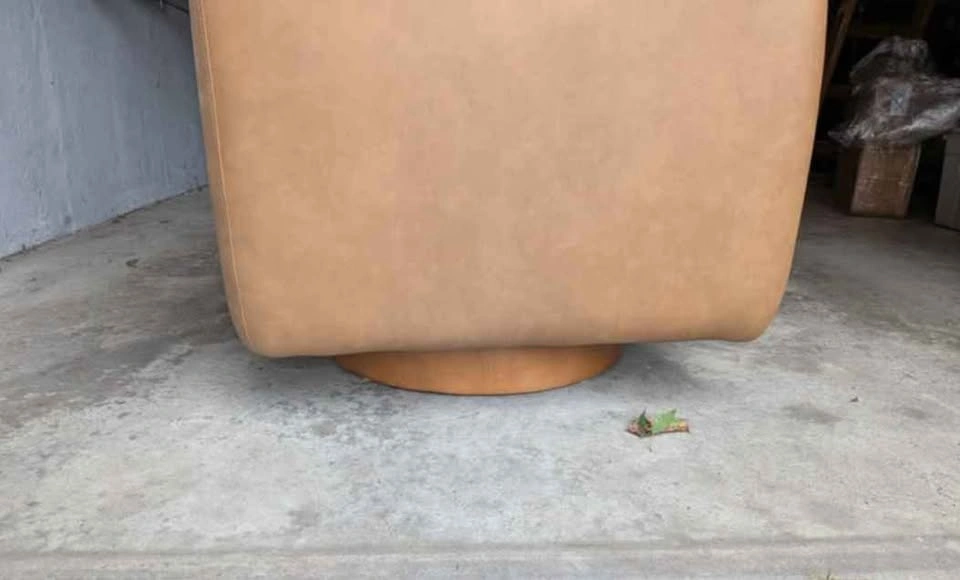 Leather Swivel Arm Chair -Cognac Brown - photo 4