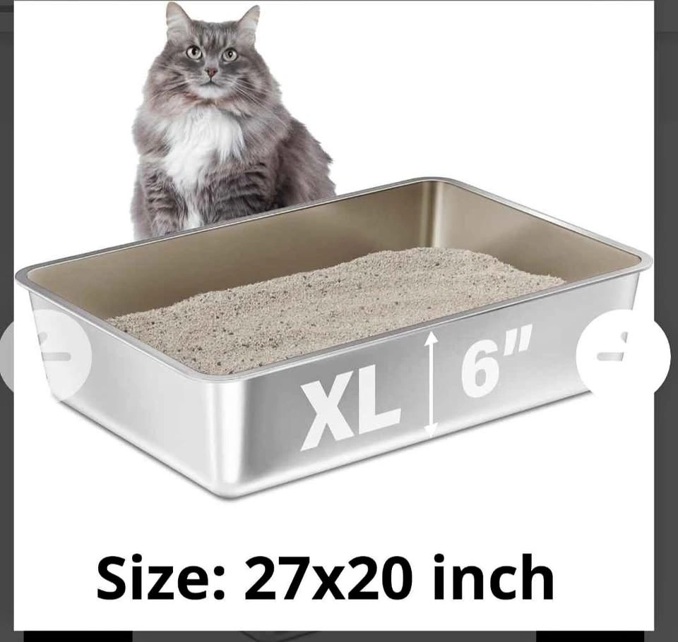 XXXL Stainless Steel Cat Litter Box -Extra Large 28"x20"x6"