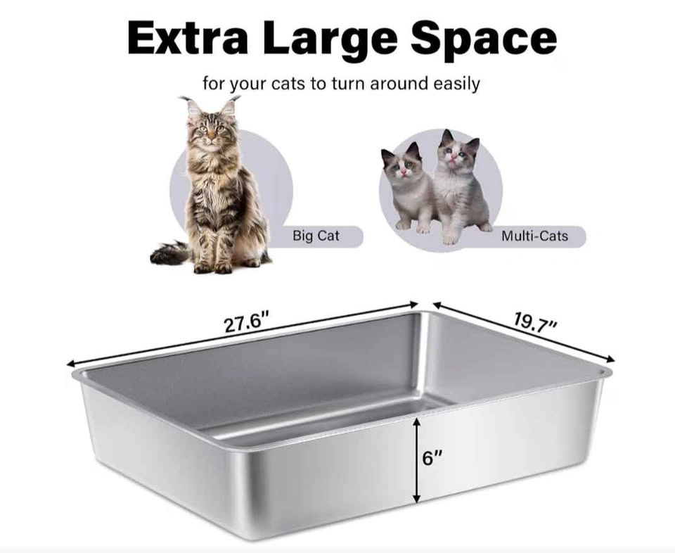 XXXL Stainless Steel Cat Litter Box -Extra Large 28"x20"x6" - photo 3