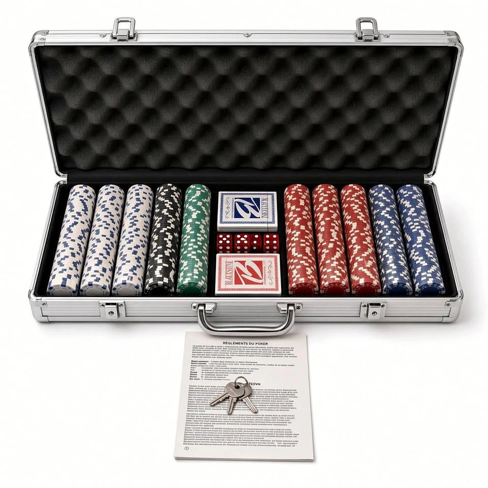 500 Poker Chip Set 11.5g – Aluminum Case, Cards & Dice