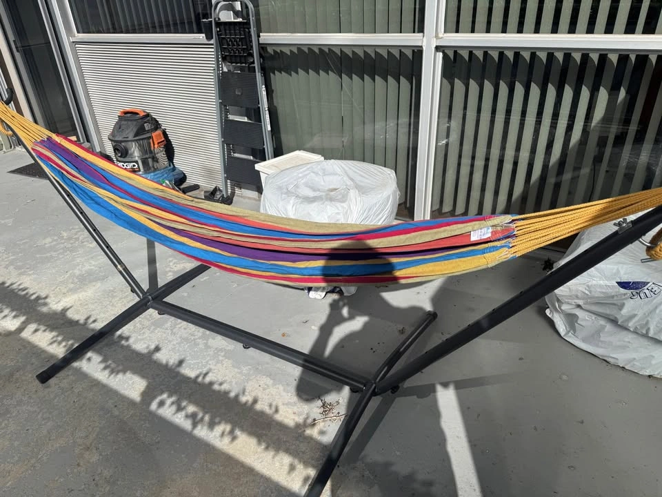 Multi-Color Striped Hammock with Steel Stand - photo 2