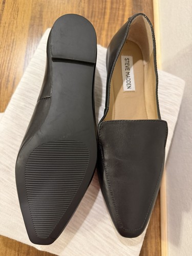 STEVE MADDEN WOMEN'S BLACK LEATHER FEATHER LOAFER FLATS - 7.5 - photo 4