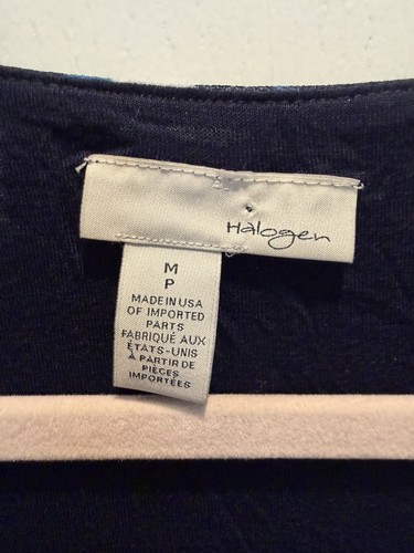 Halogen Navy Geometric Sleeveless V Neck Tank Blouse Medium - photo 2