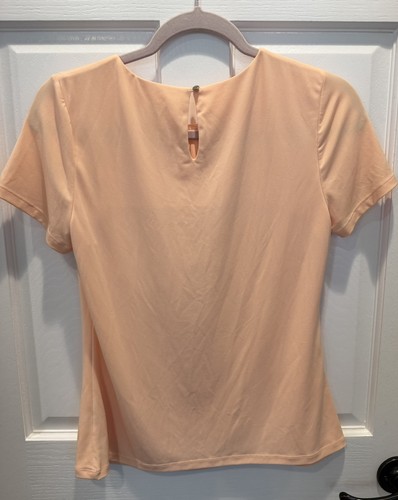 Calvin Klein Women’s Small Blouse Peach Pleated Crew Neck - photo 2
