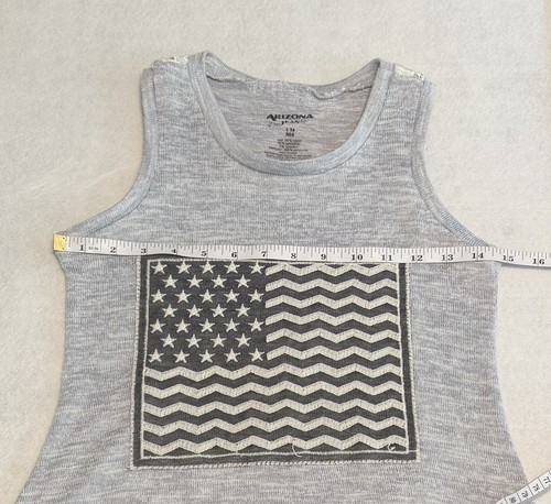 Girls Patriotic American Flag Grey Jersey Knit Tank Top SIZE 14/ - photo 4