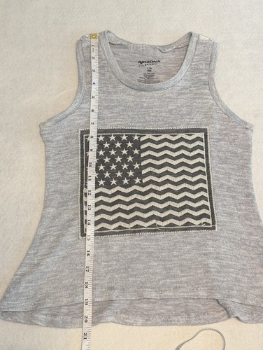 Girls Patriotic American Flag Grey Jersey Knit Tank Top SIZE 14/ - photo 5