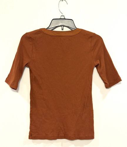 Banana Republic Henley 3/4 Sleeve XS Ribbed Rust Orange - photo 2