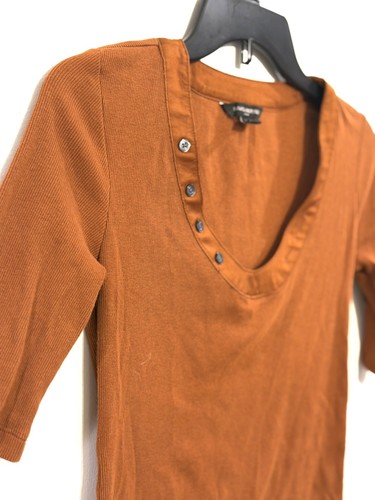 Banana Republic Henley 3/4 Sleeve XS Ribbed Rust Orange - photo 3