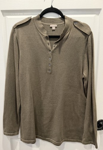 J. Jill Military Green Long-Sleeve Henley with Epaulets - photo 3