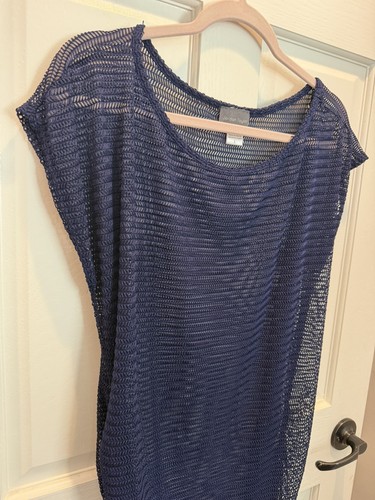 Jordan Taylor Navy Knit Sheer Swim Cover Up With Rusched Sides L - photo 2