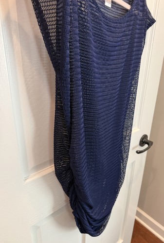 Jordan Taylor Navy Knit Sheer Swim Cover Up With Rusched Sides L - photo 3