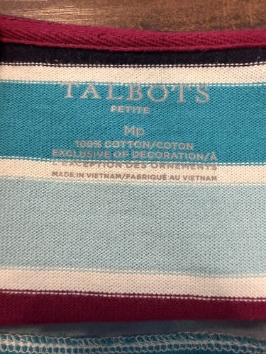 Talbots Women's Petite M Striped Knit Boat Neck Long Sleeve Cott - photo 2