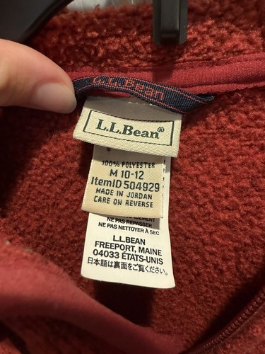 L.L. Bean Jacket Youth 10-12 Red Hooded Fleece Full Zip - photo 2