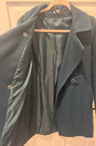 Divided Women's Size 6 Double-breasted Teal Wool Coat - photo 5