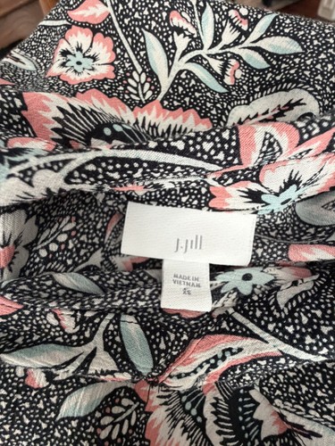 J. Jill Black Floral Paisley Button Up Tunic Top Size XS - photo 2